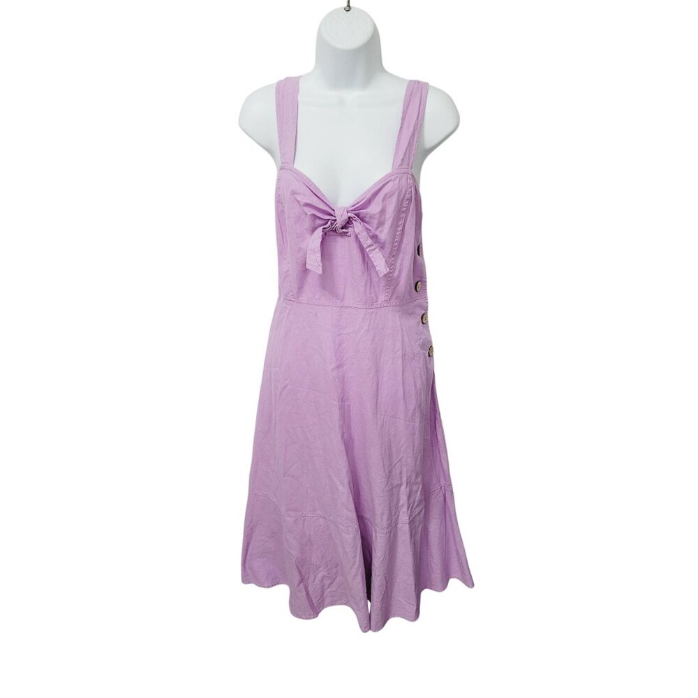 Chelsea & Violet Dress M Lilac Sleeveless Button-Side Midi Bow Detail - Picture 2 of 12
